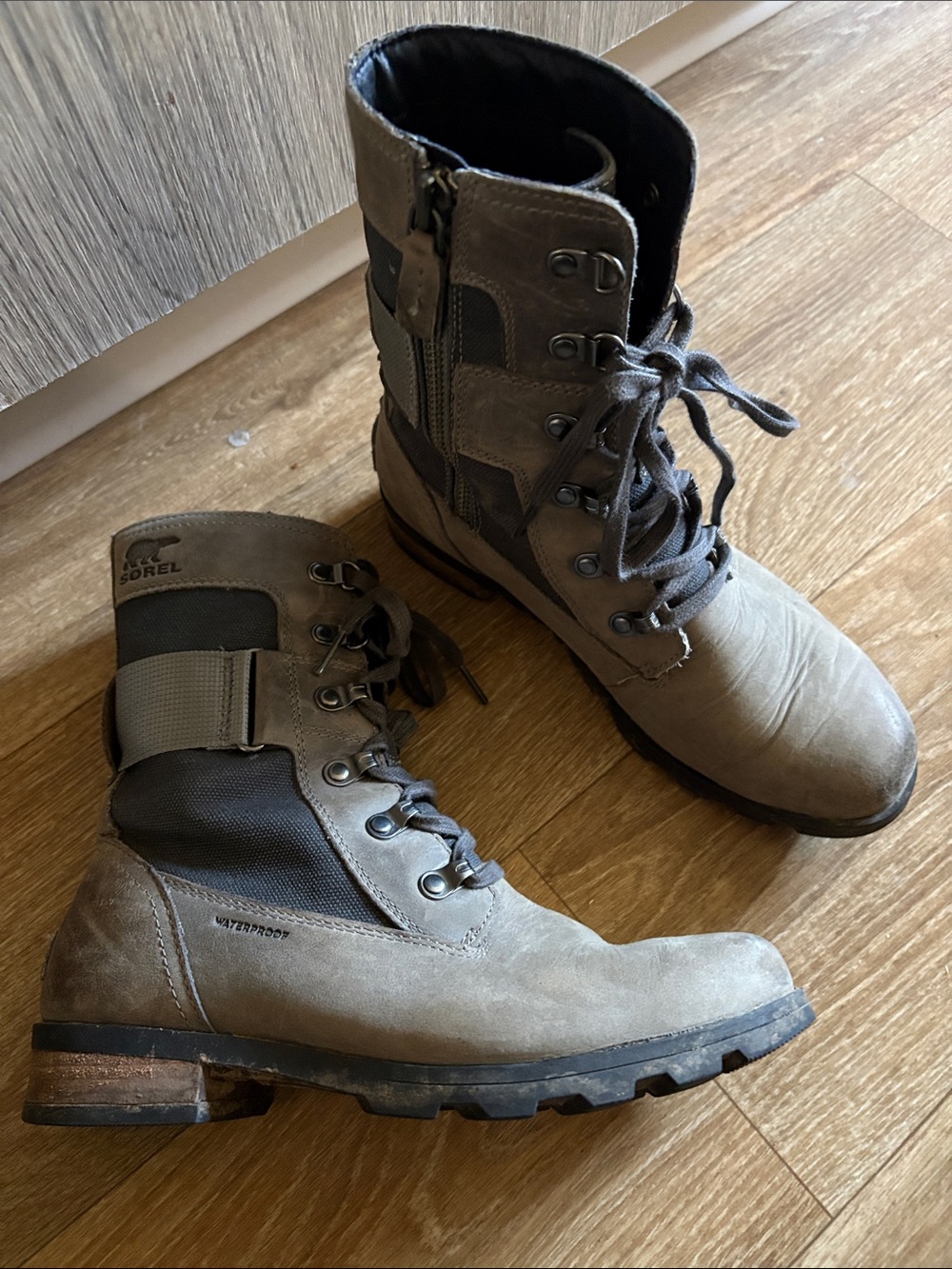 Sorel Taupe Lace-Up Waterproof Tactical Boots